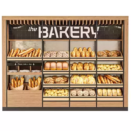 Showcase with bread and pastries Bakery