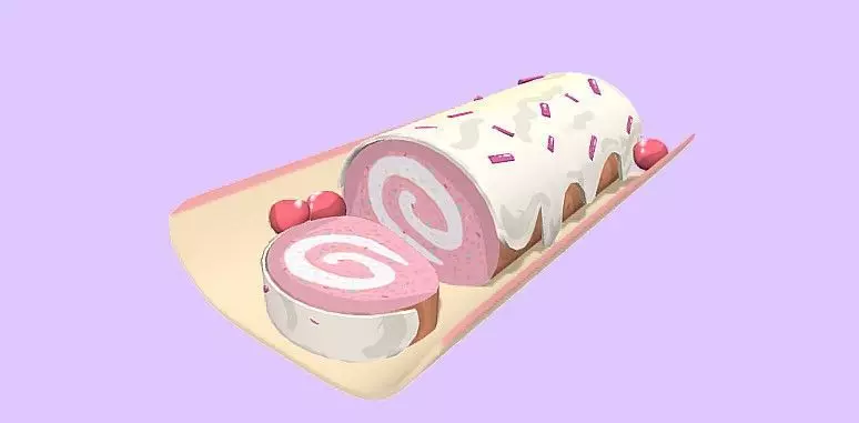 Bakery Roll Cake Low-poly 3D model_0