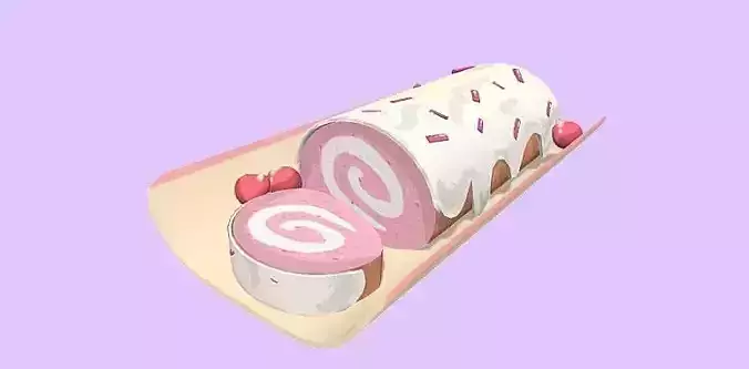 Bakery Roll Cake Low-poly 3D model