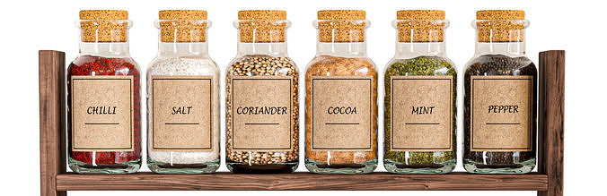 Spice jars for the kitchen restaurants or supermarket displays 3D model 3