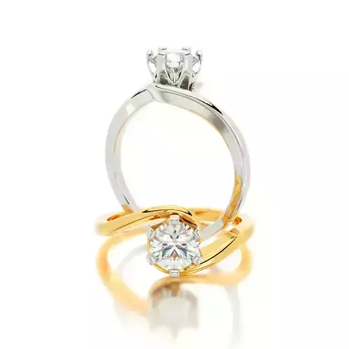 two tone gold engagement twisted ring with 5mm central stone