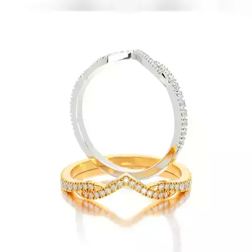 matching band gold engagement twisted ring with diamonds