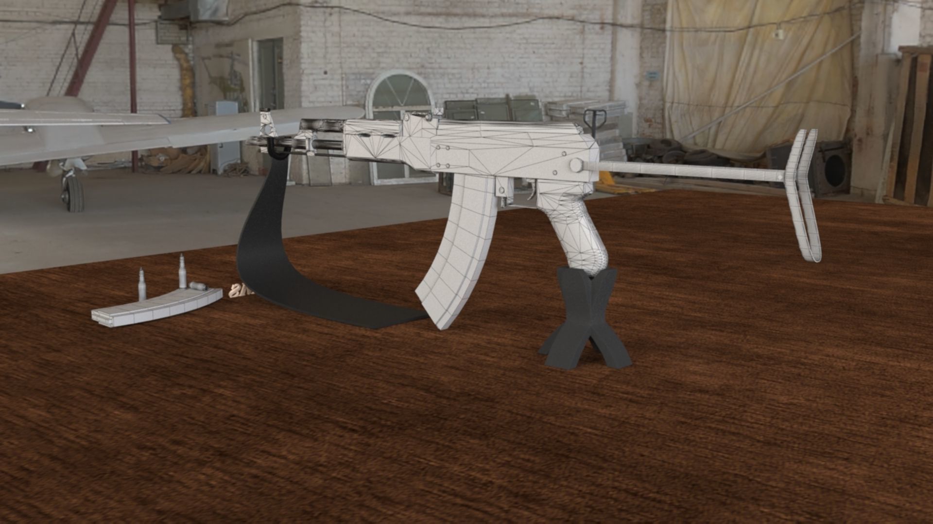 Russian AKMS Assault Rifle - Iconic 3D Model Low-poly 3D model_23