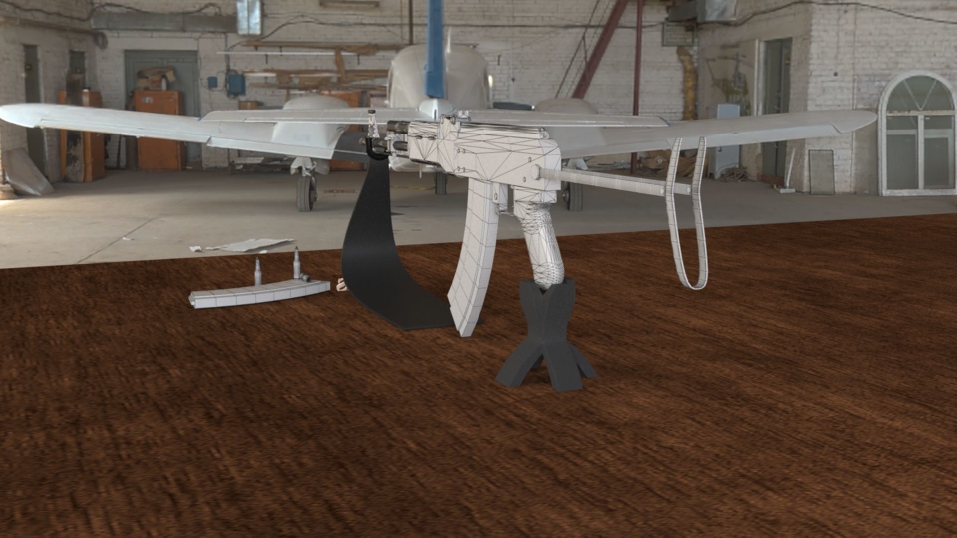 Russian AKMS Assault Rifle - Iconic 3D Model Low-poly 3D model_24