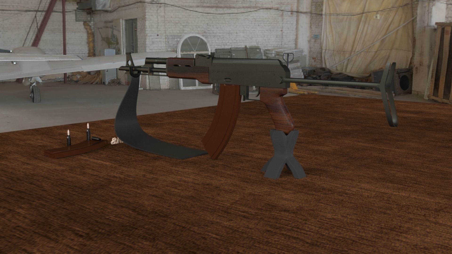 Russian AKMS Assault Rifle - Iconic 3D Model Low-poly 3D model_13