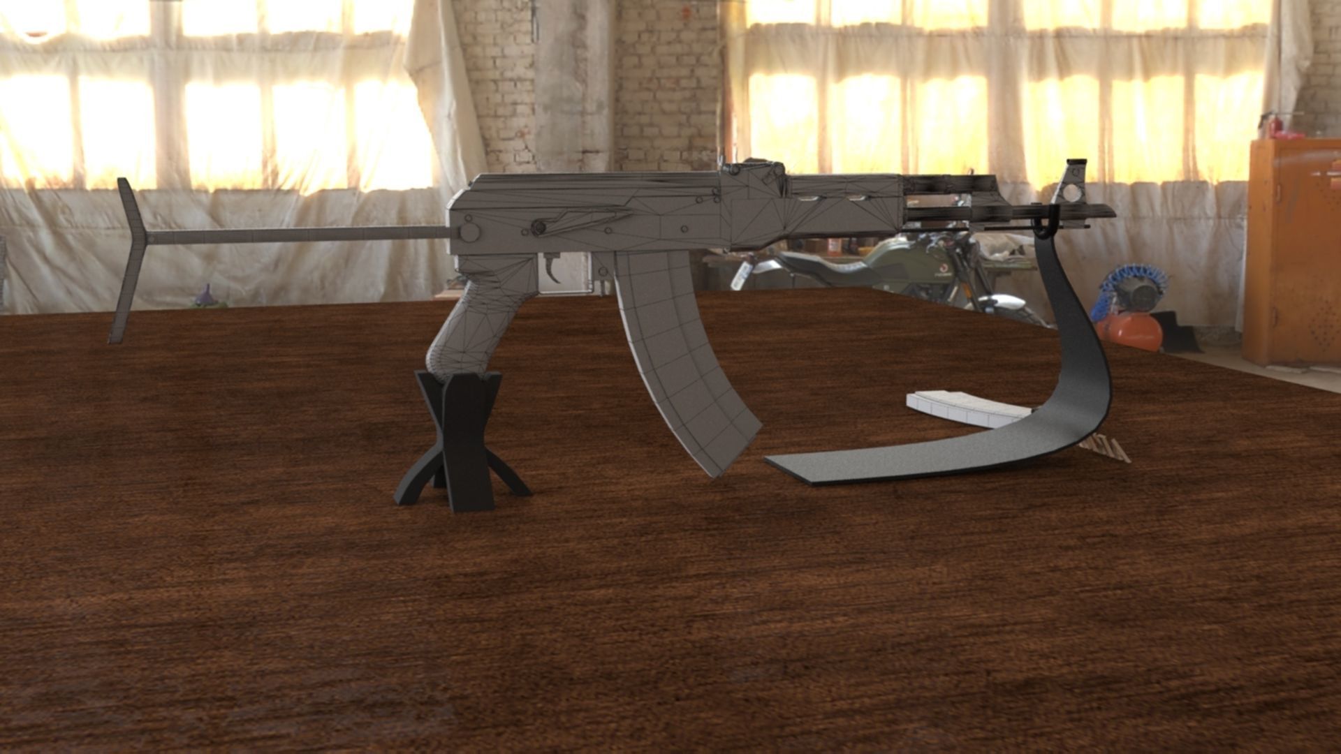 Russian AKMS Assault Rifle - Iconic 3D Model Low-poly 3D model_17