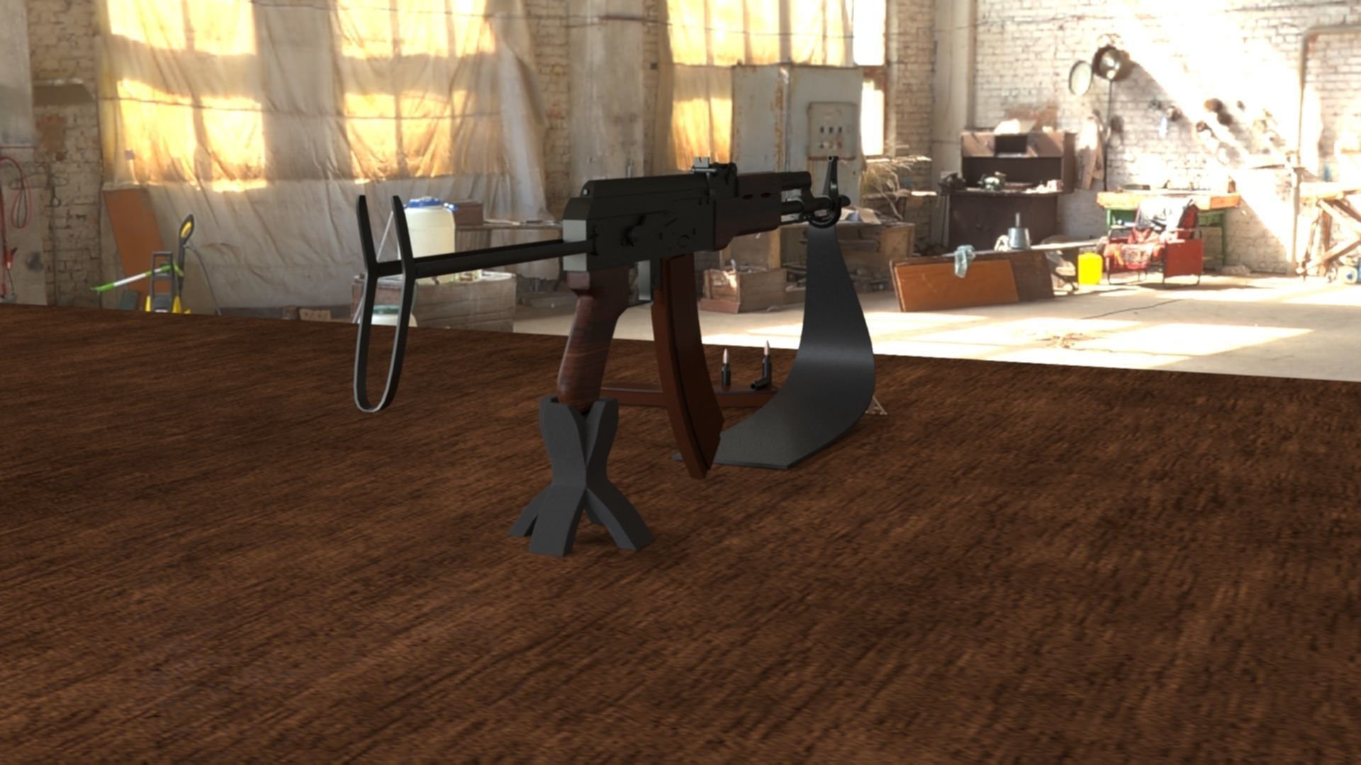 Russian AKMS Assault Rifle - Iconic 3D Model Low-poly 3D model_3