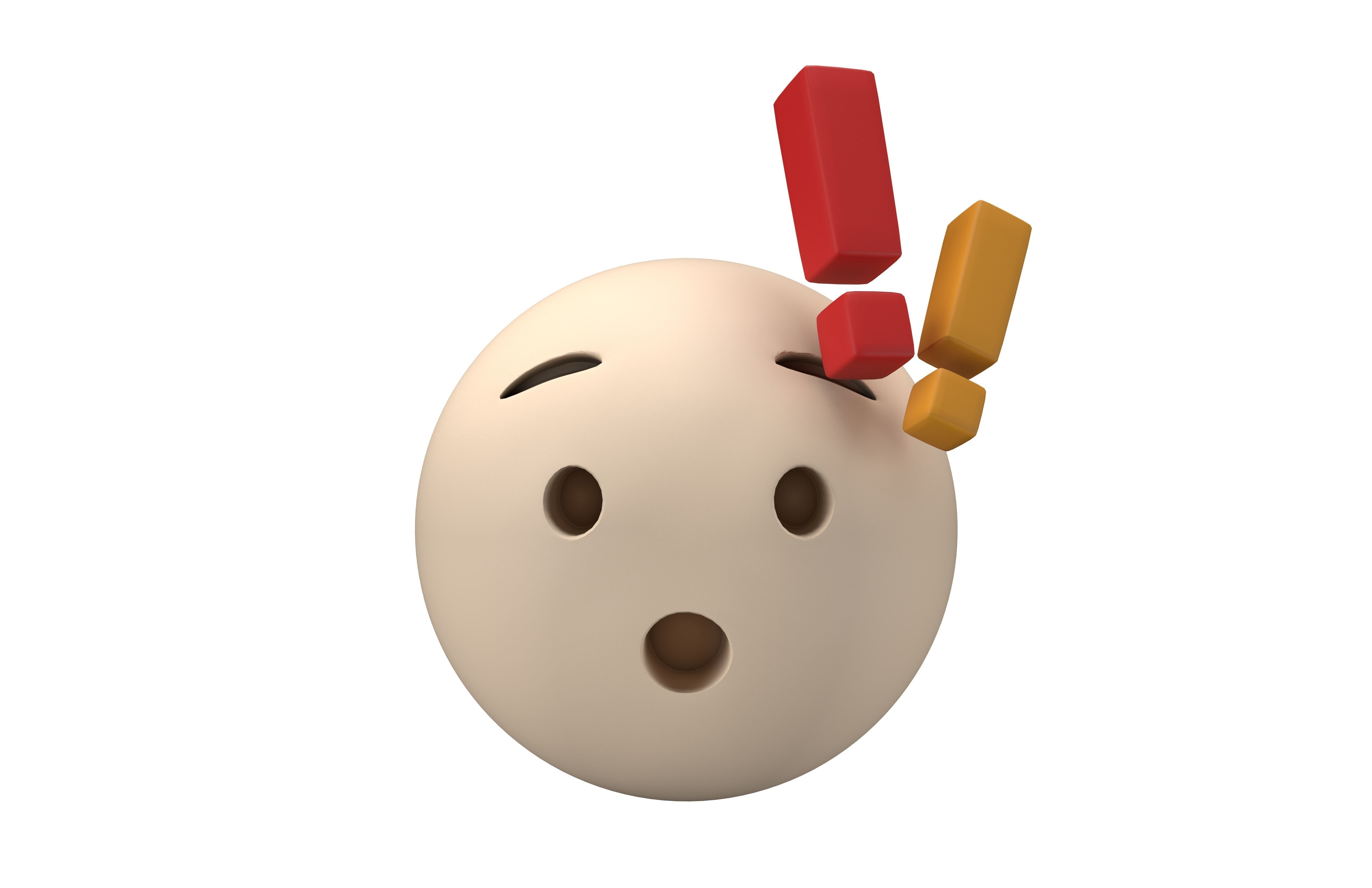 Hushed Face with Exclamation Mark v1 001 Low-poly 3D model_1