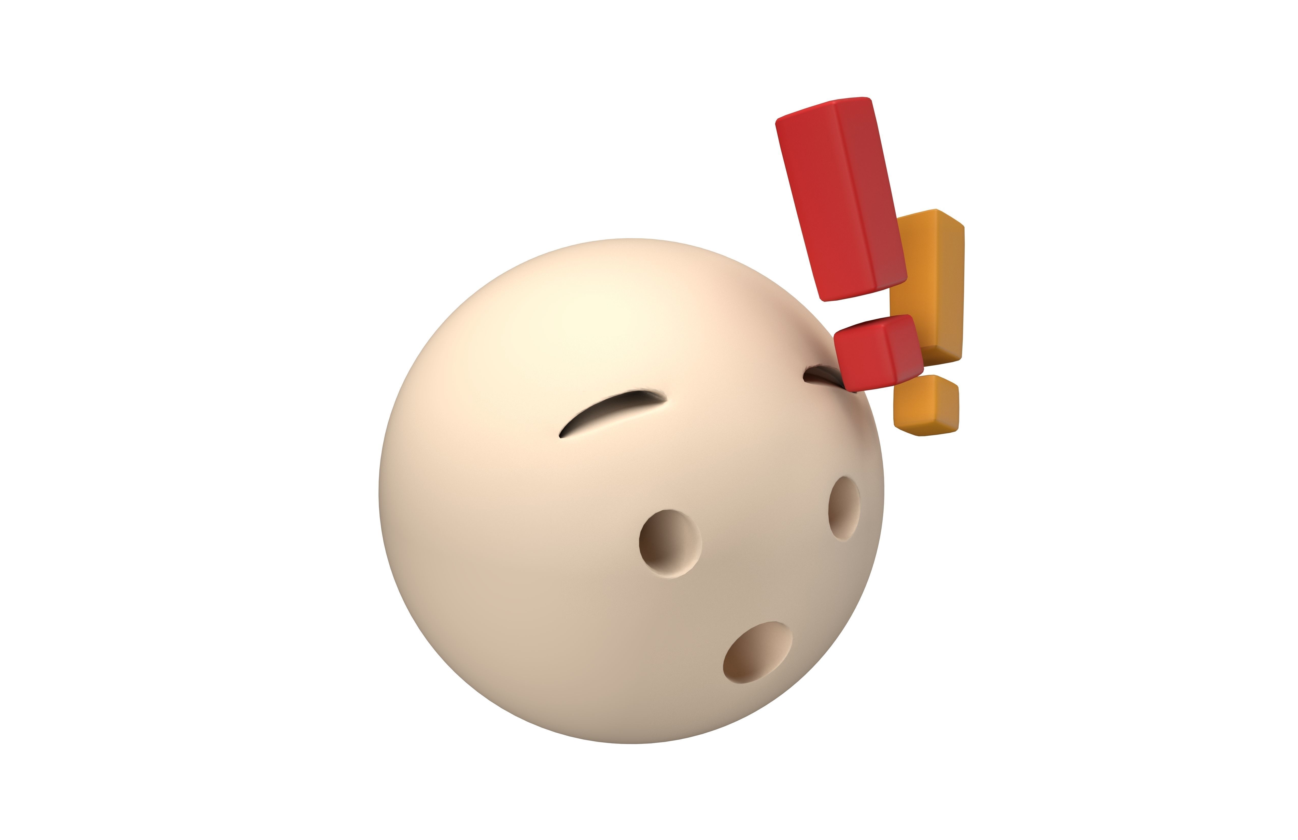 Hushed Face with Exclamation Mark v1 001 Low-poly 3D model_2