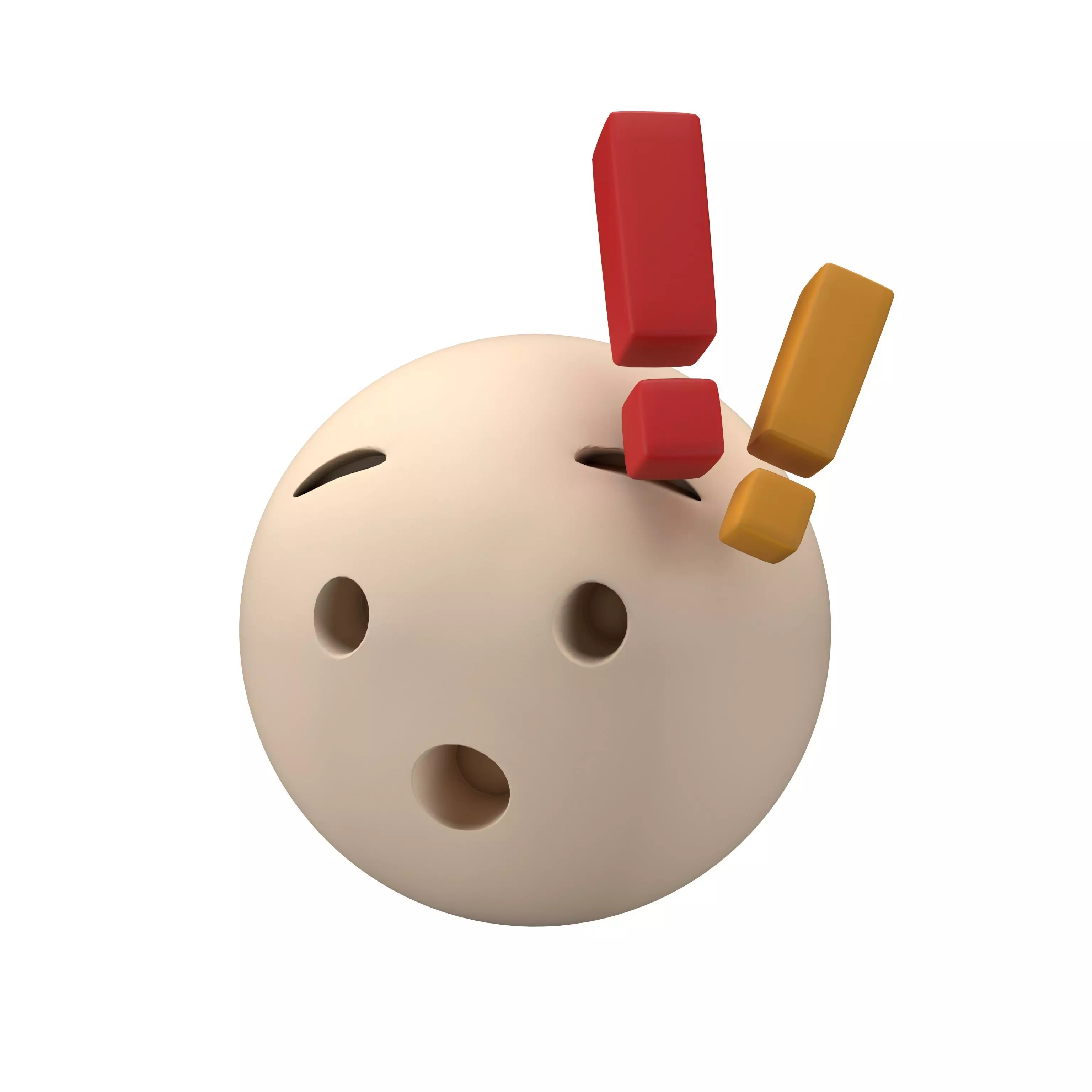 Hushed Face with Exclamation Mark v1 001 Low-poly 3D model_0
