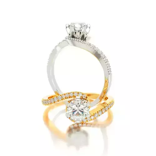 two tone gold engagement twisted ring with 5mm central stone