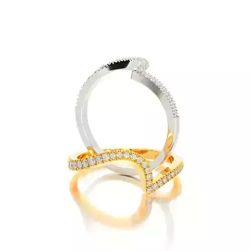 matching band gold engagement twisted ring with diamonds