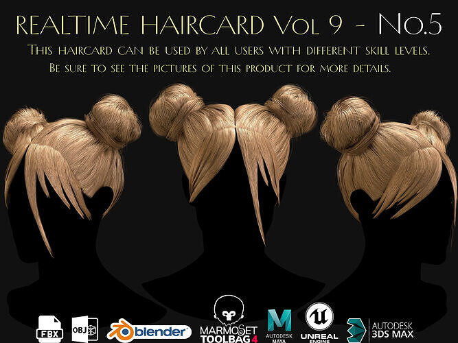 Realtime Haircard Vol 9 - No5 Low-poly 3D model