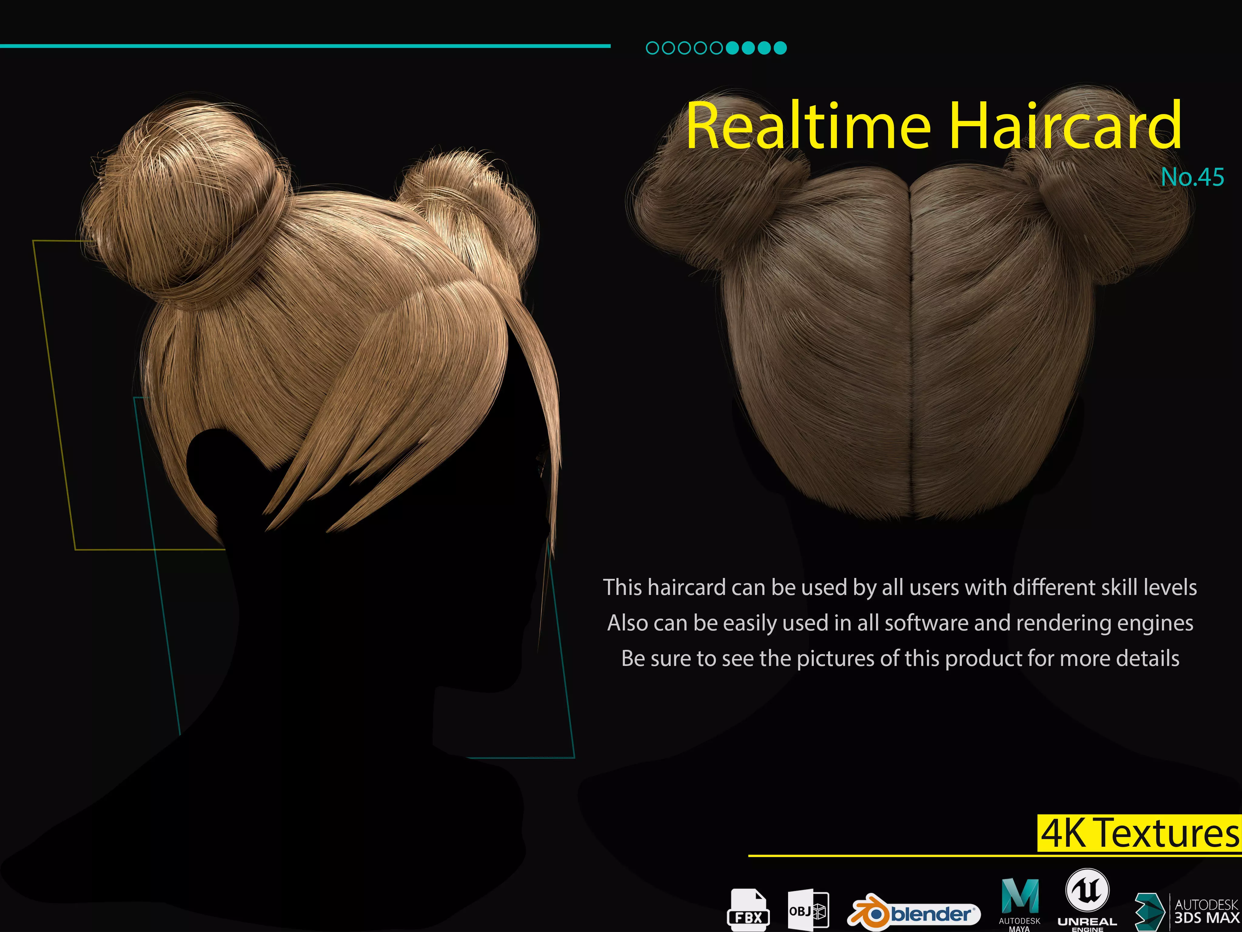 Realtime Haircard No45 Low-poly 3D model