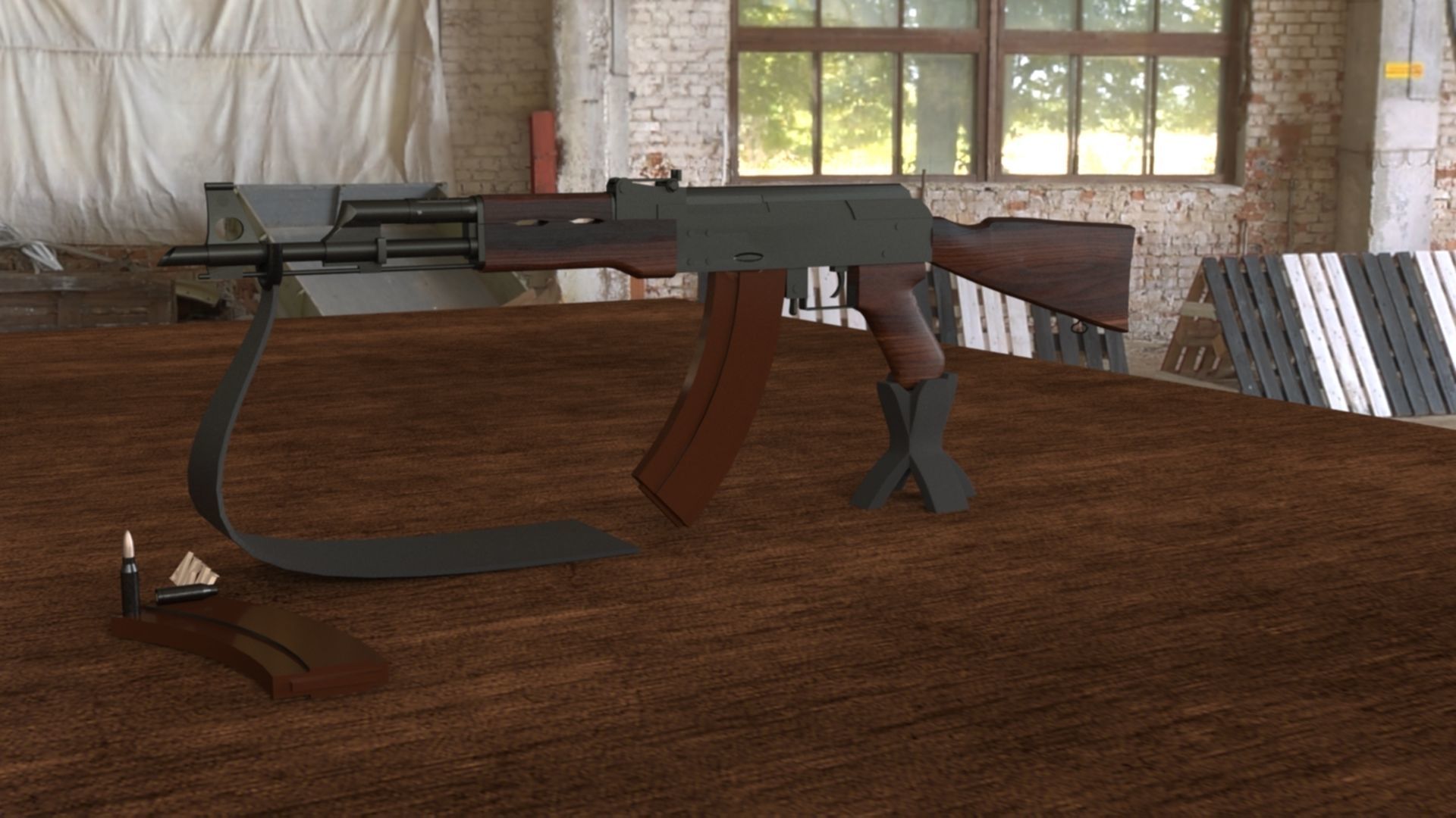 Russian AKM Assault Rifle 3D Model Low-poly 3D model_9