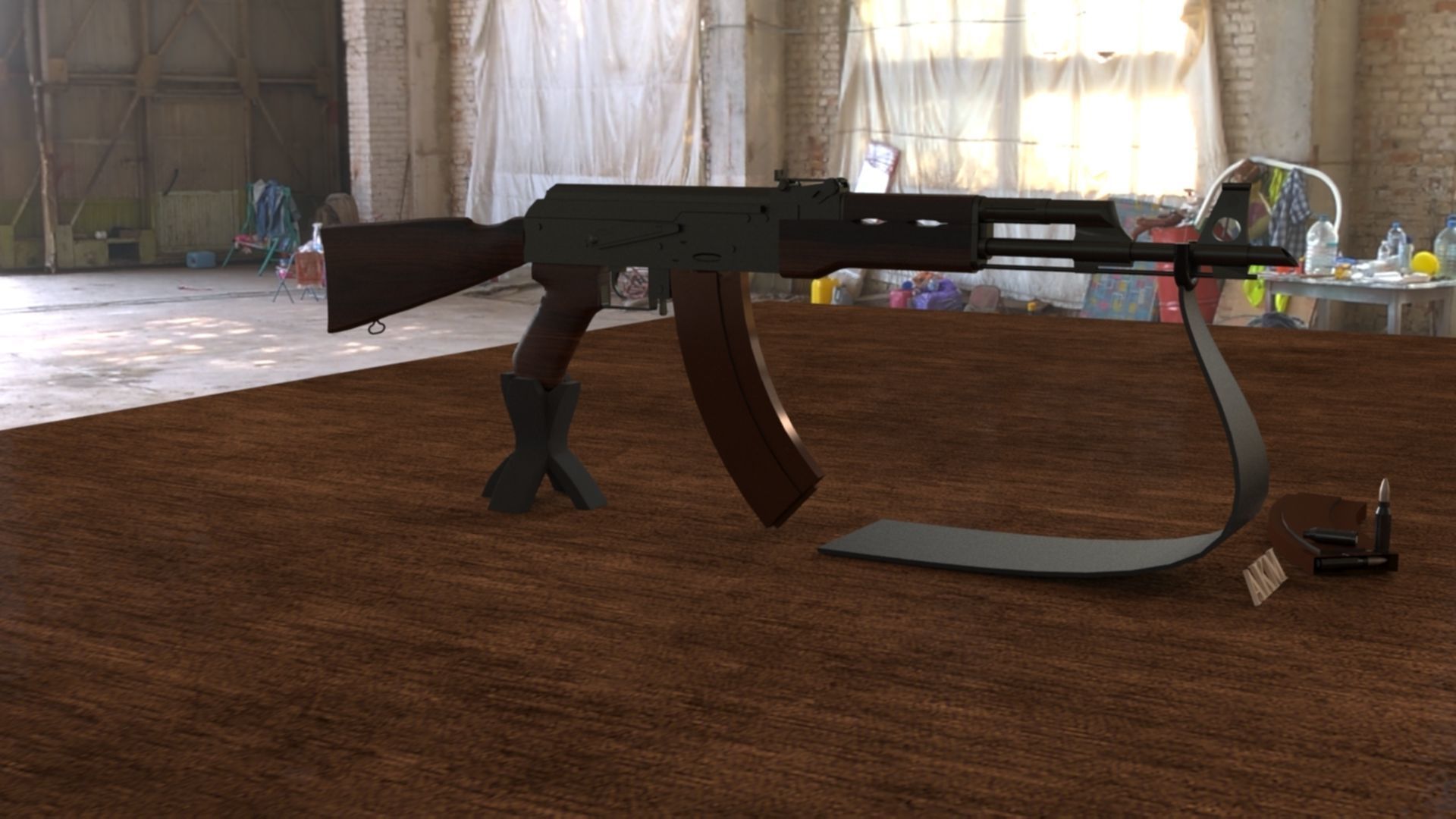 Russian AKM Assault Rifle 3D Model Low-poly 3D model_7