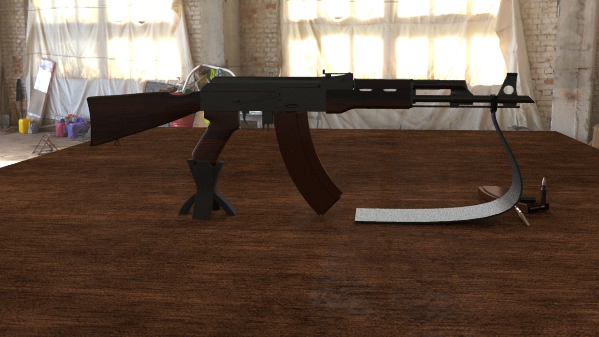 Russian AKM Assault Rifle 3D Model Low-poly 3D model_6