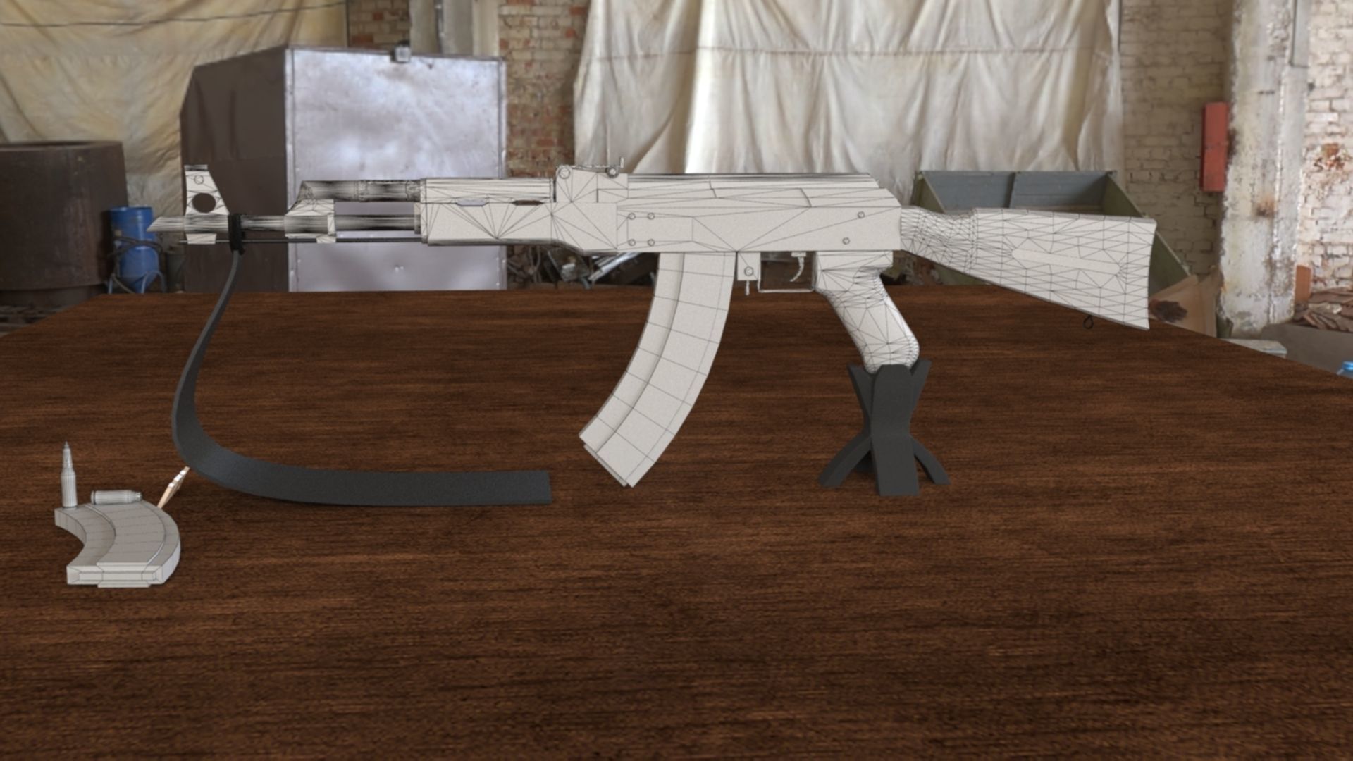 Russian AKM Assault Rifle 3D Model Low-poly 3D model_23
