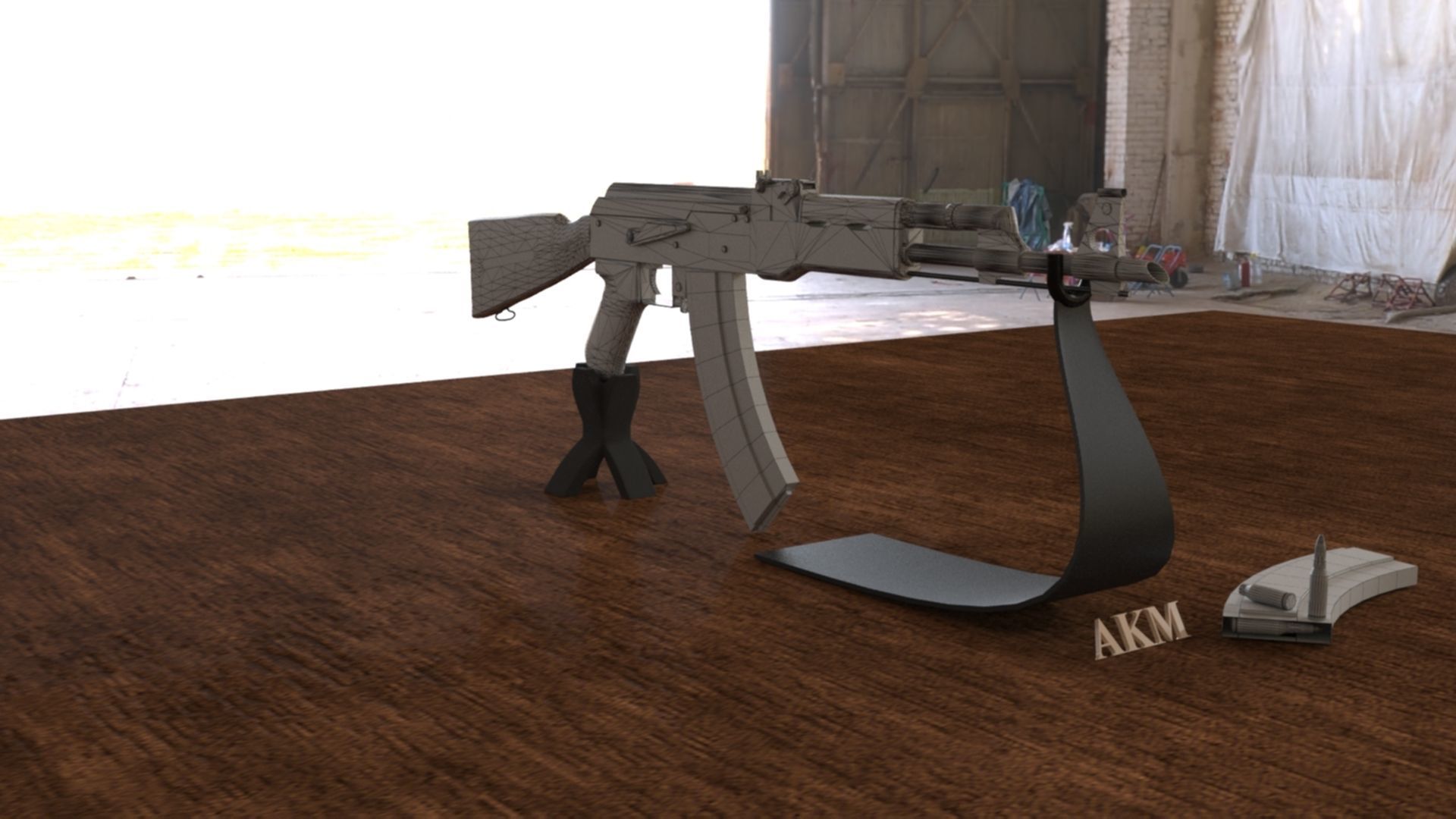 Russian AKM Assault Rifle 3D Model Low-poly 3D model_20
