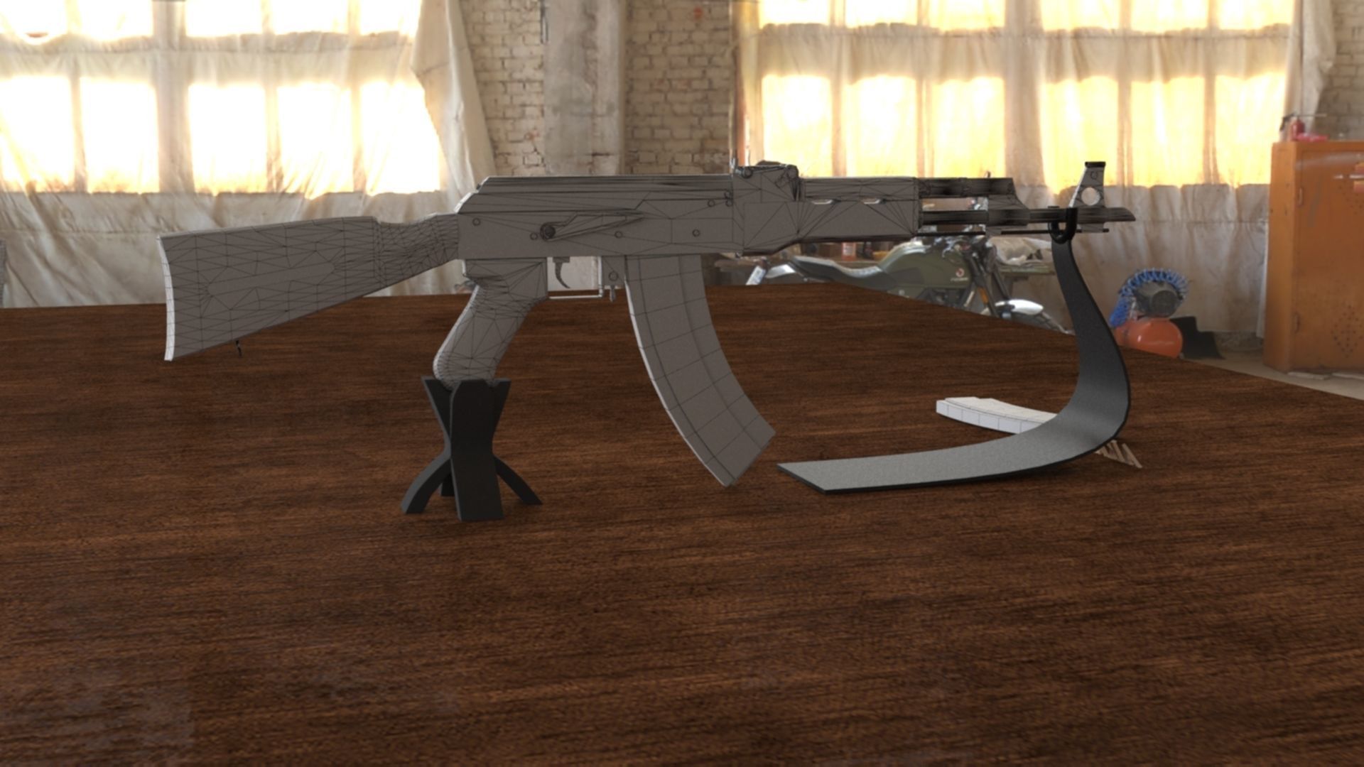 Russian AKM Assault Rifle 3D Model Low-poly 3D model_17