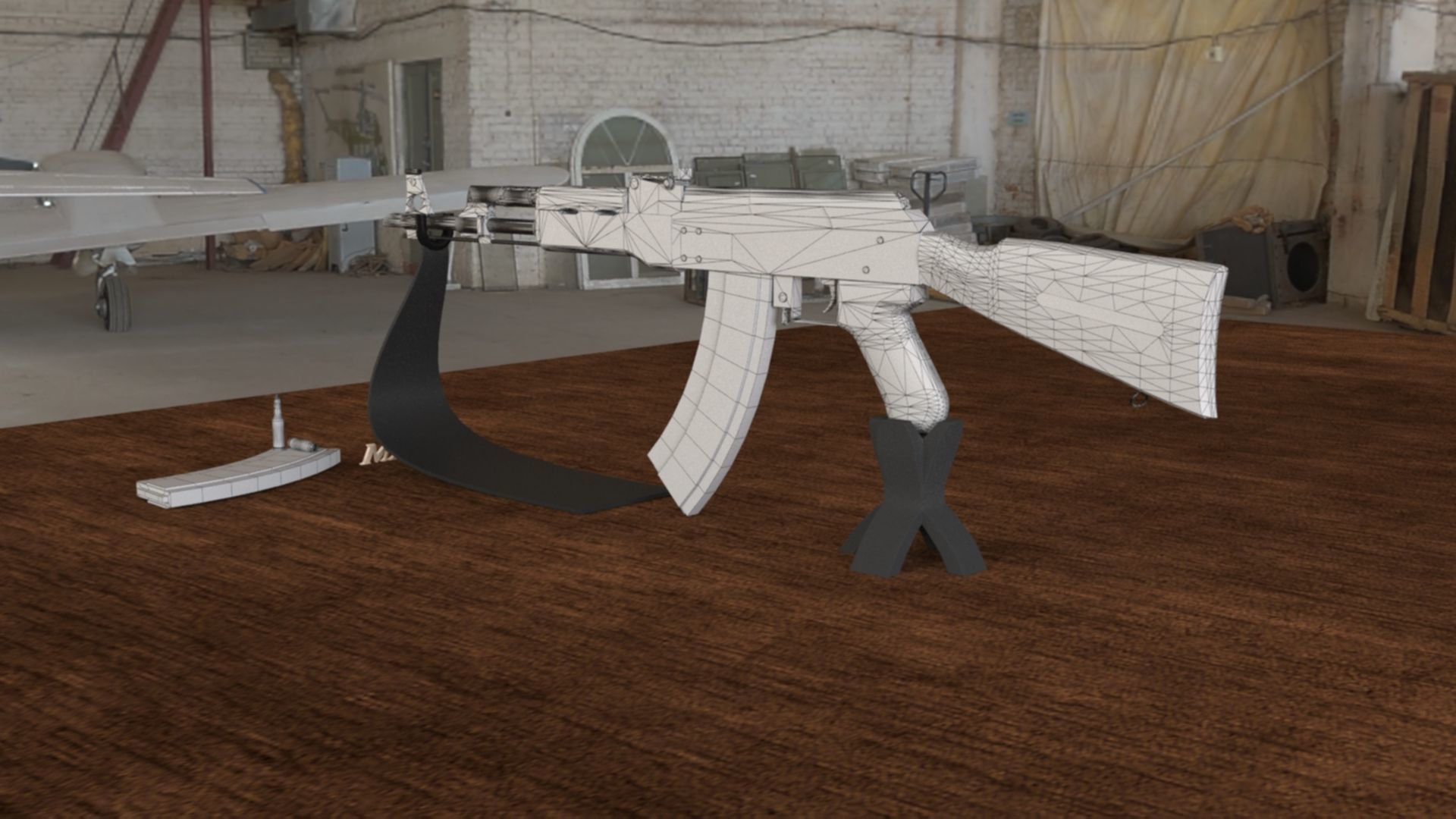 Russian AKM Assault Rifle 3D Model Low-poly 3D model_25