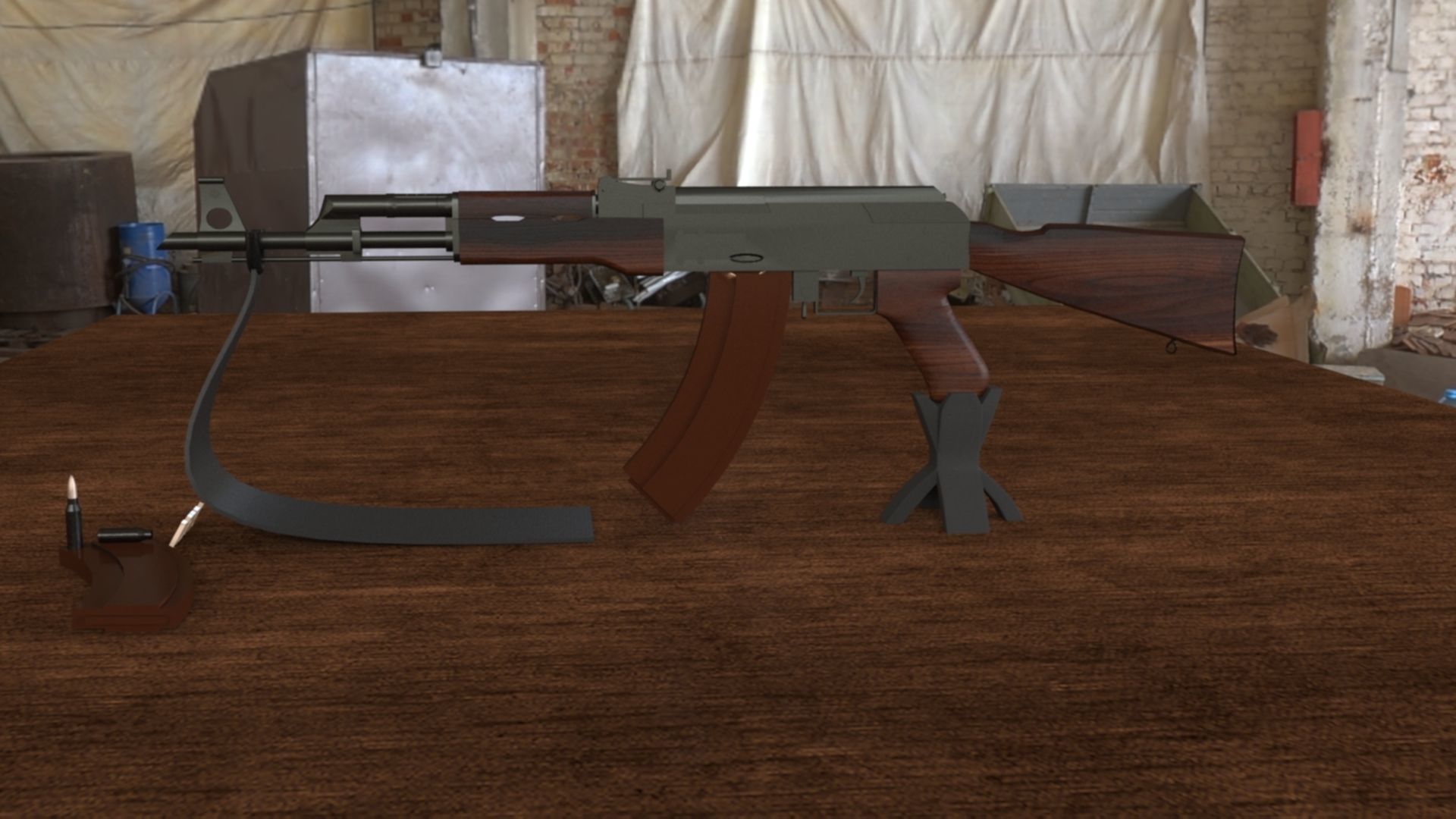 Russian AKM Assault Rifle 3D Model Low-poly 3D model_12
