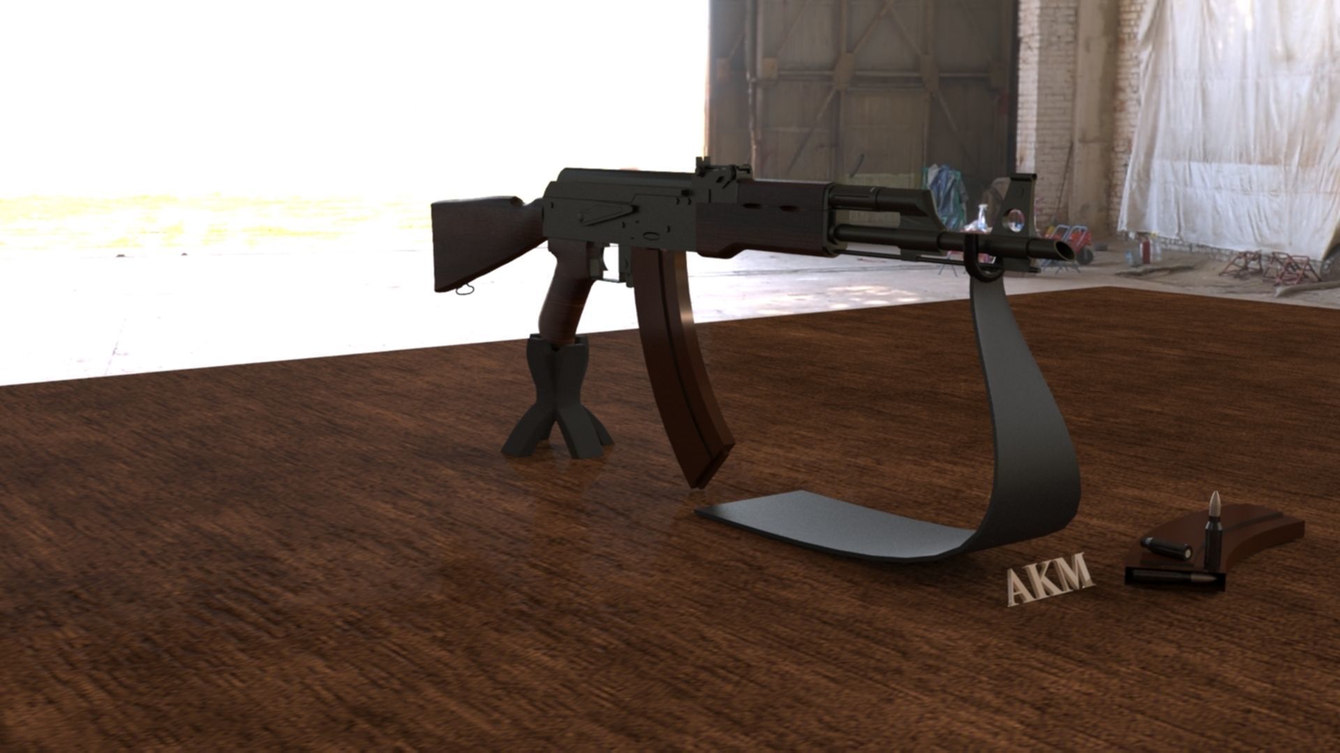 Russian AKM Assault Rifle 3D Model Low-poly 3D model_8