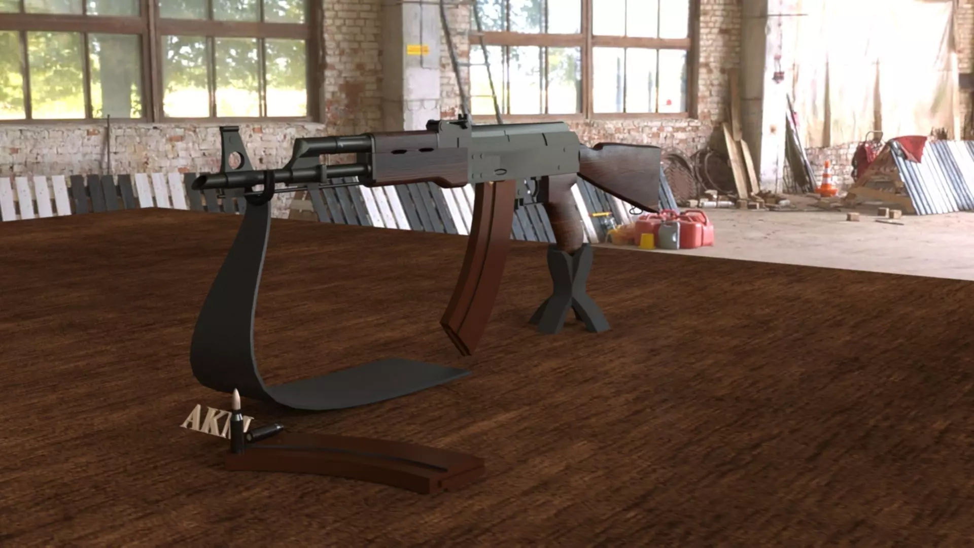 Russian AKM Assault Rifle 3D Model Low-poly 3D model_0