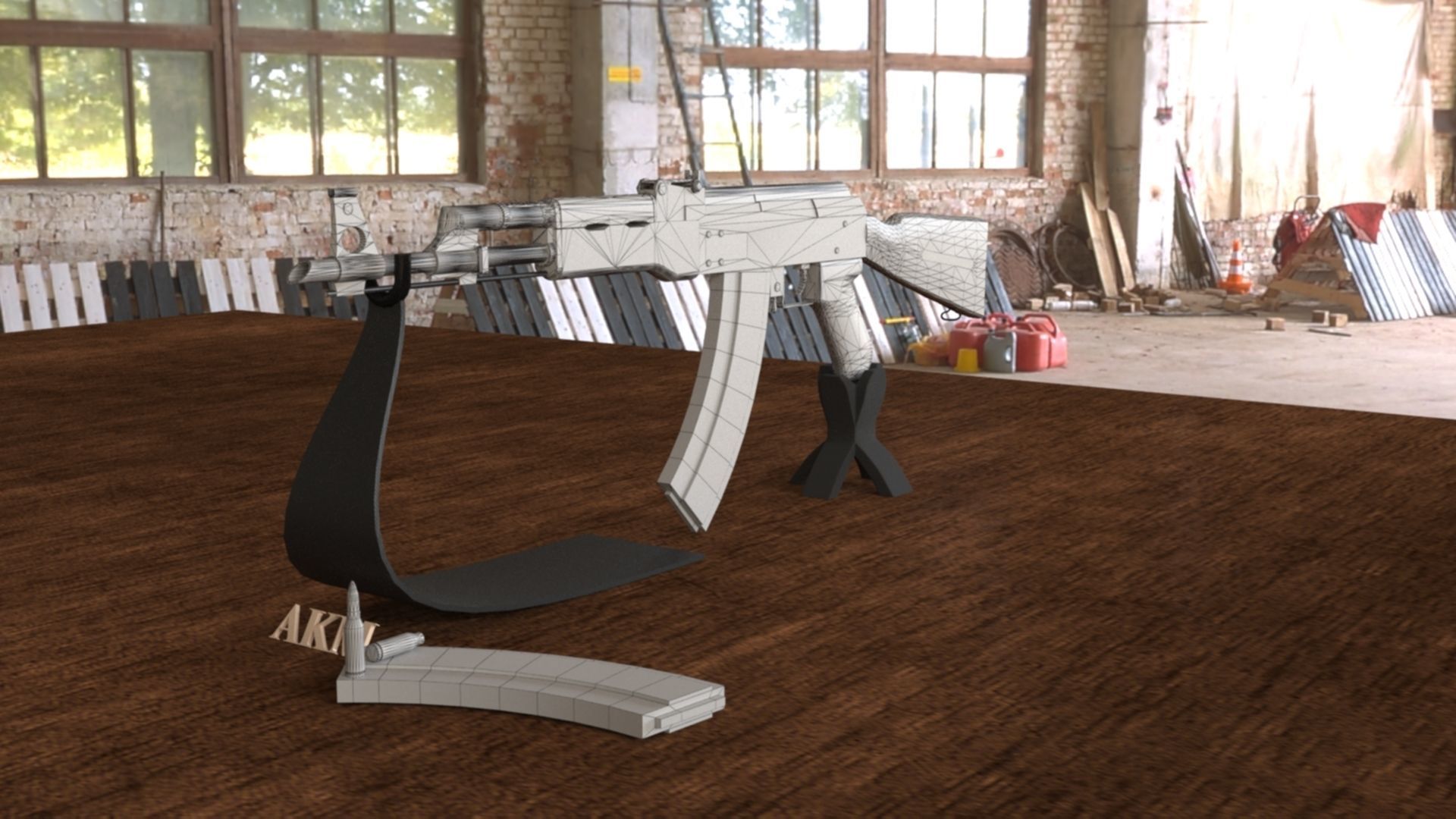 Russian AKM Assault Rifle 3D Model Low-poly 3D model_21