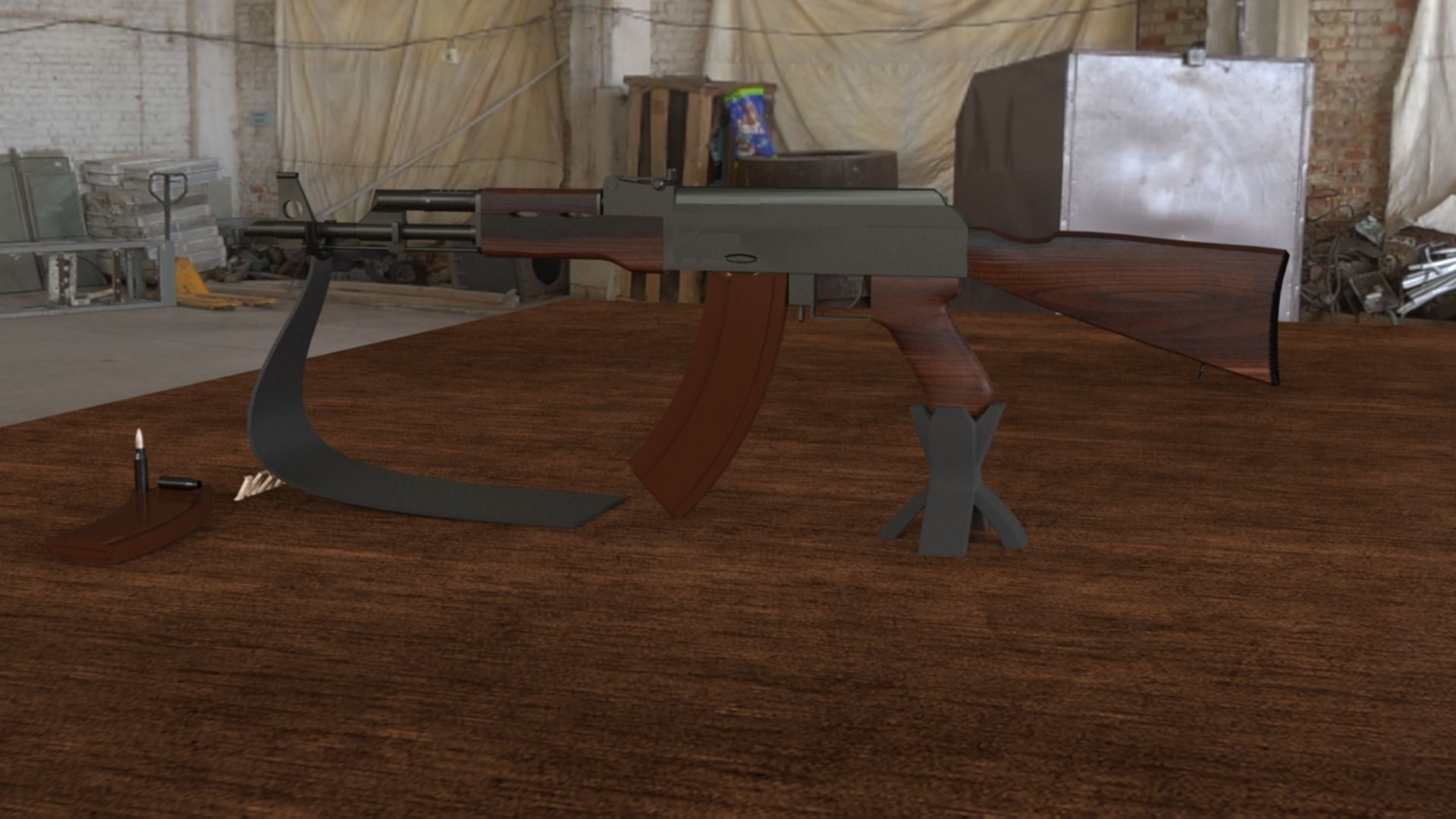 Russian AKM Assault Rifle 3D Model Low-poly 3D model_10