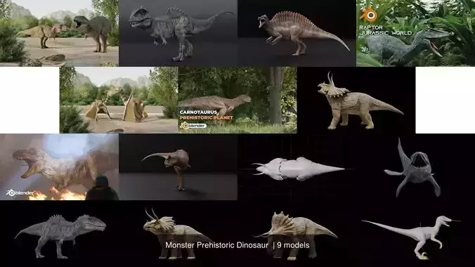 Monster Prehistoric Dinosaur  3D Model Collection