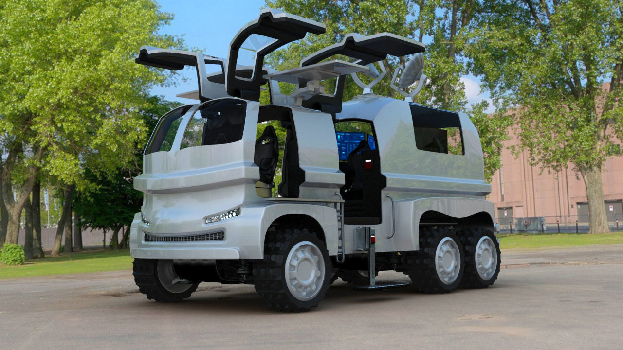 Futuristic Mobile Space Observatory  Vehicle 3D model_4