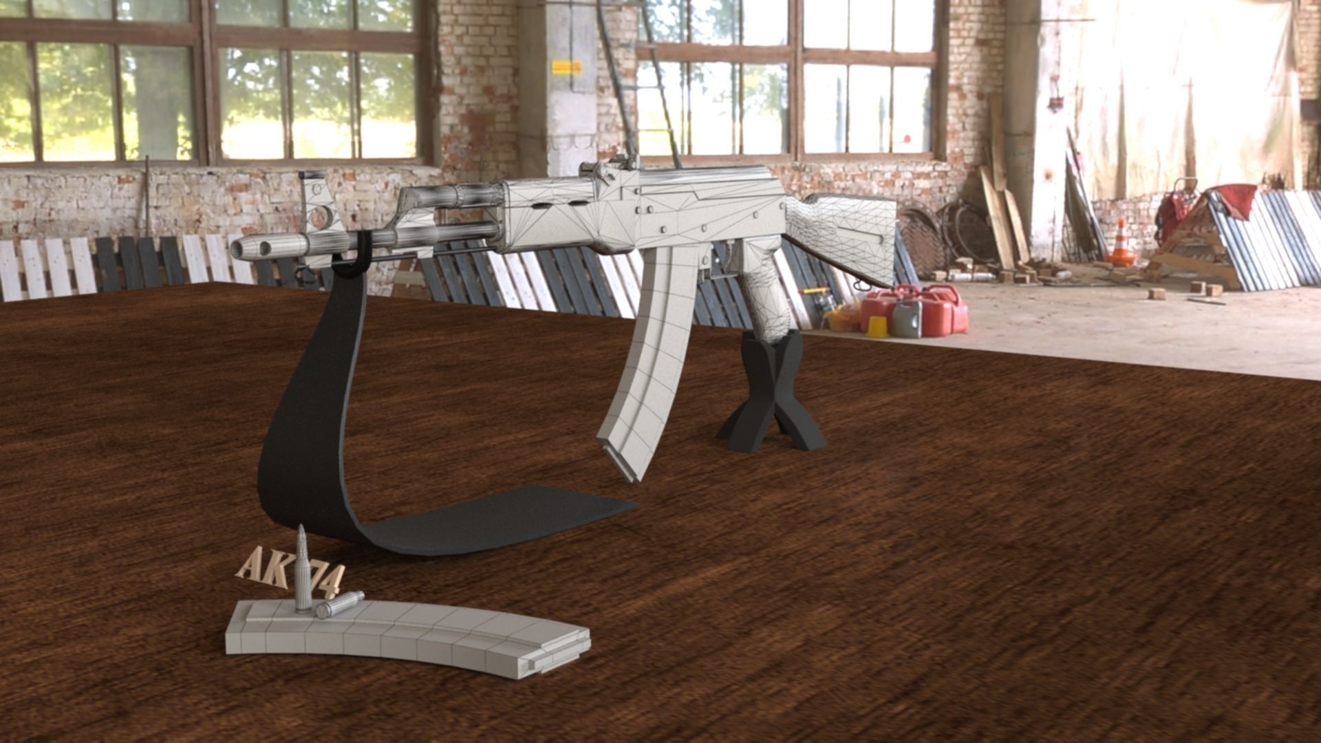 Russian AK-74 Assault Rifle 3D Model Low-poly 3D model_20