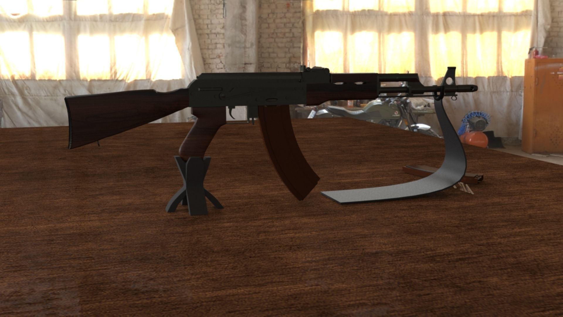 Russian AK-74 Assault Rifle 3D Model Low-poly 3D model_5