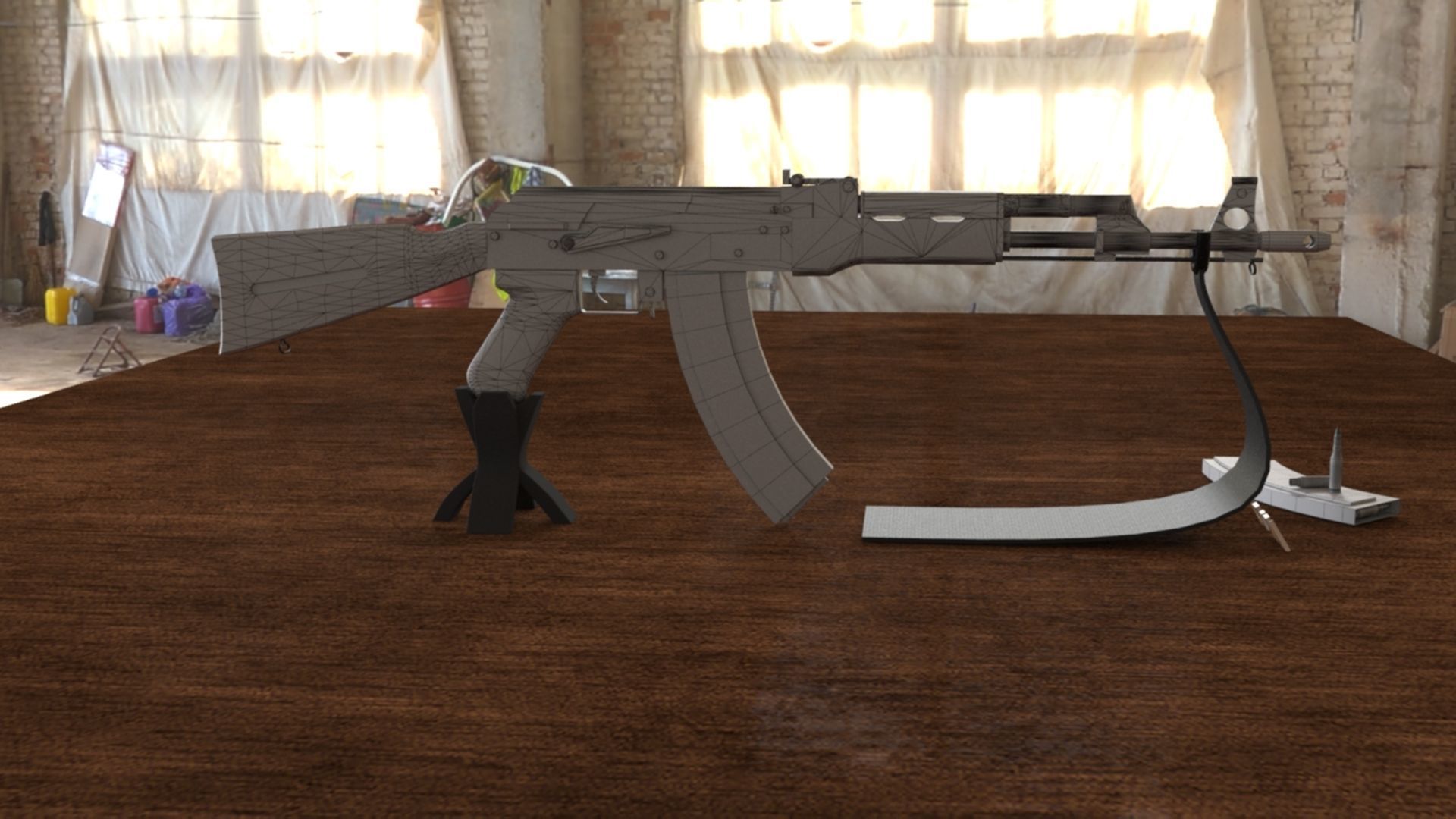 Russian AK-74 Assault Rifle 3D Model Low-poly 3D model_19