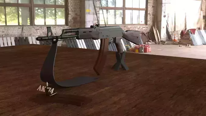 Russian AK-74 Assault Rifle 3D Model Low-poly 3D model