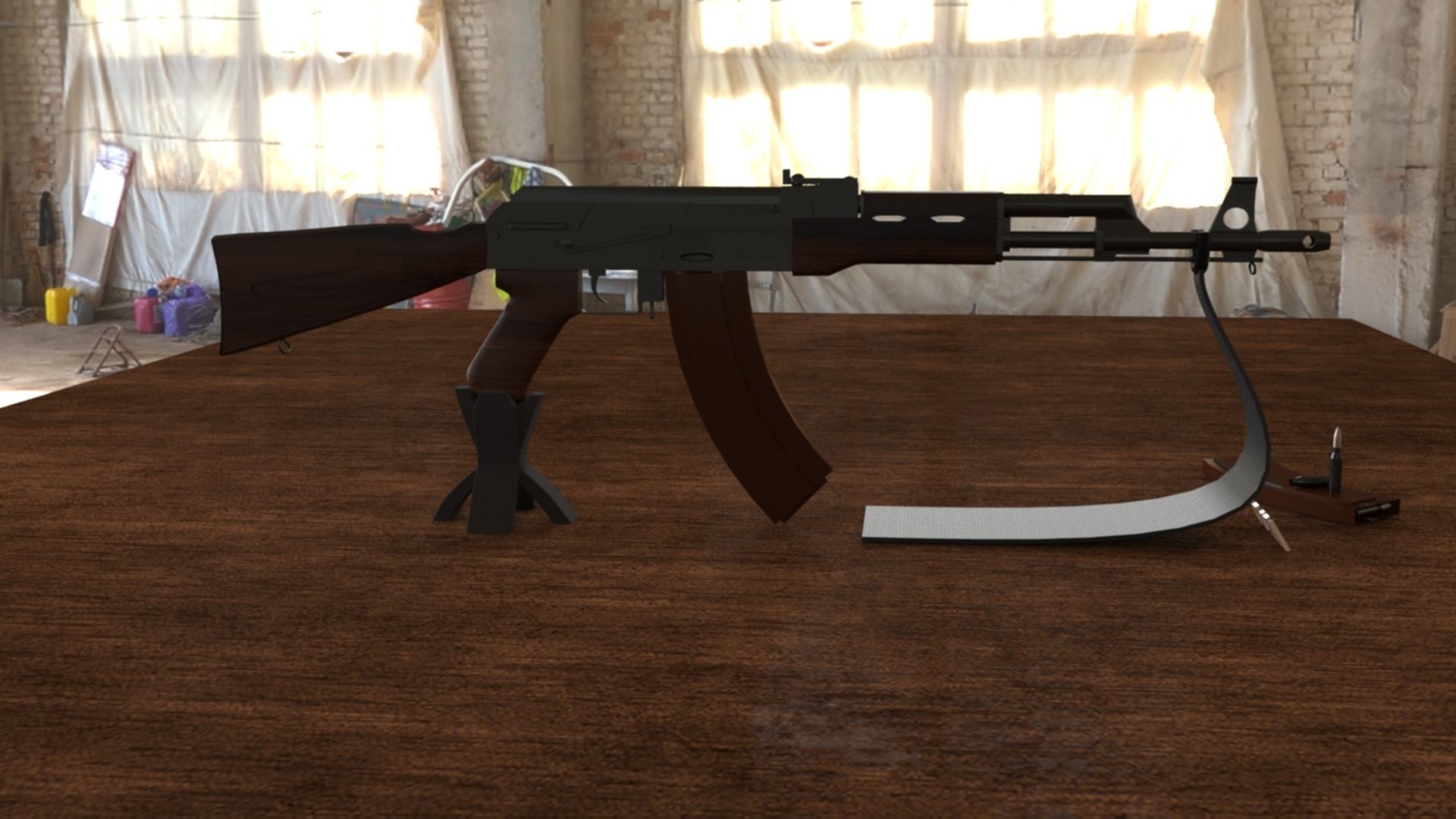 Russian AK-74 Assault Rifle 3D Model Low-poly 3D model_6