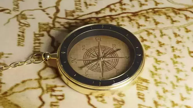 Antique Compass Low-poly 3D model