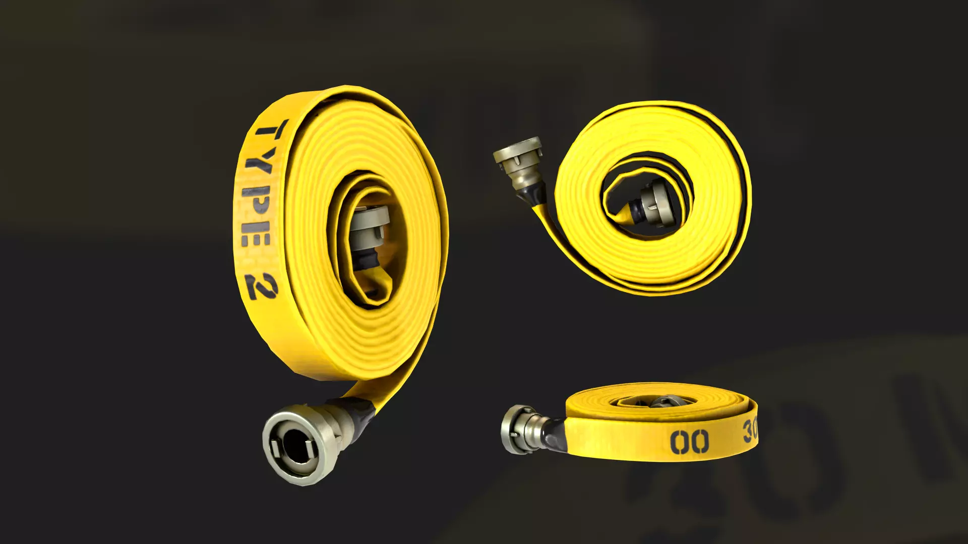 Fire Hose Nozzle Stylized Low-poly 3D model_0