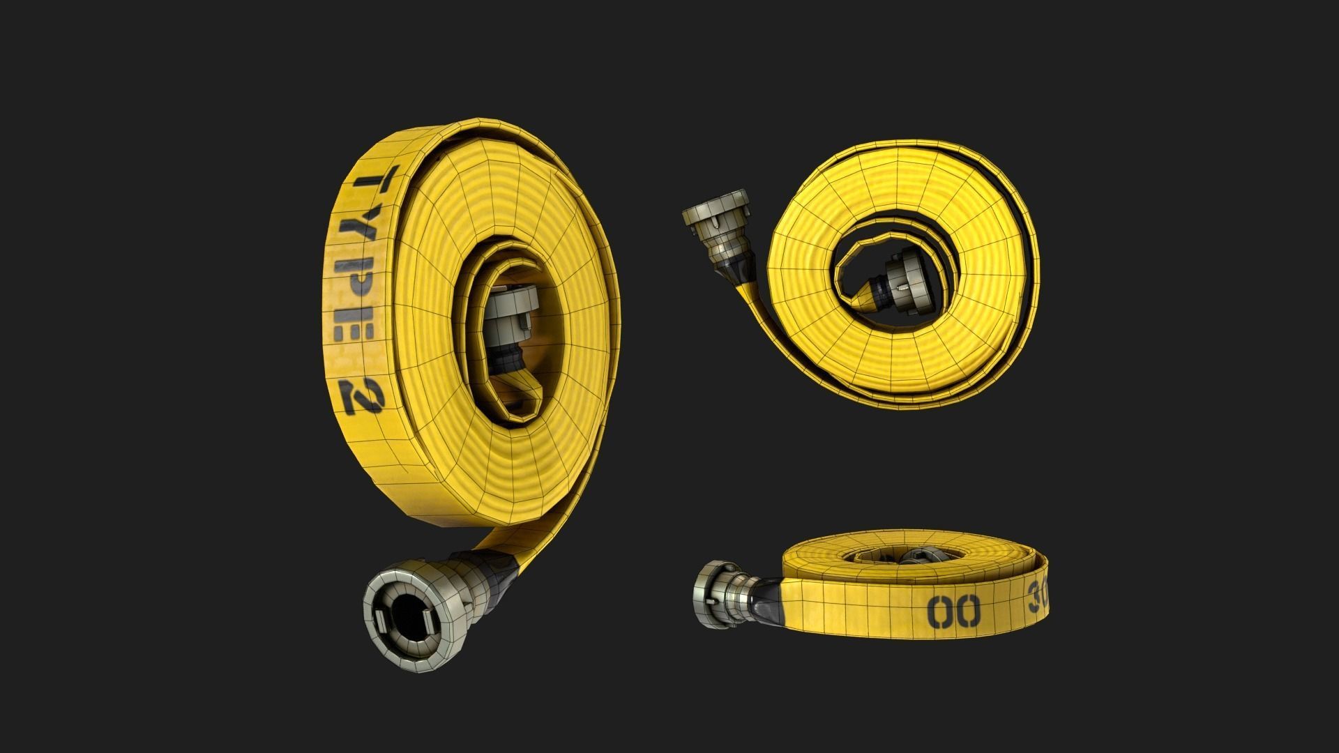 Fire Hose Nozzle Stylized Low-poly 3D model_2