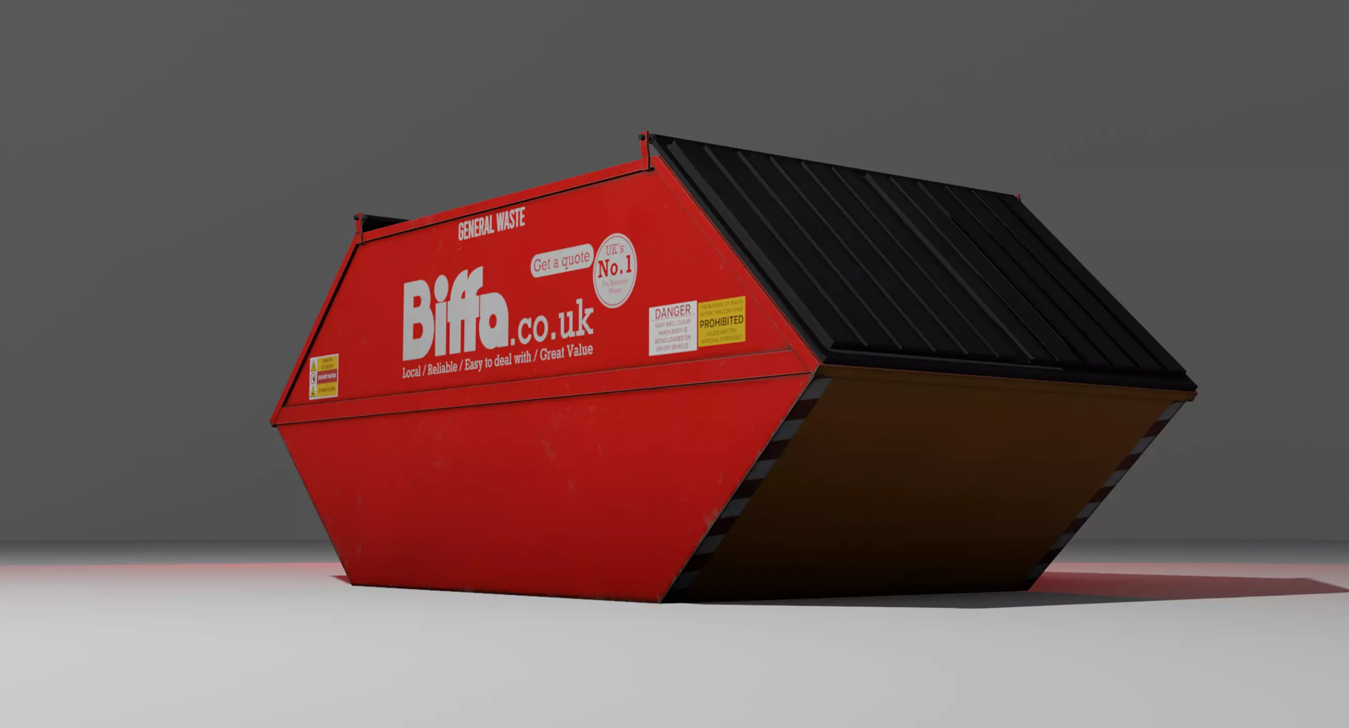 Low Poly Biffa General Waste Container Small Low-poly 3D model_1