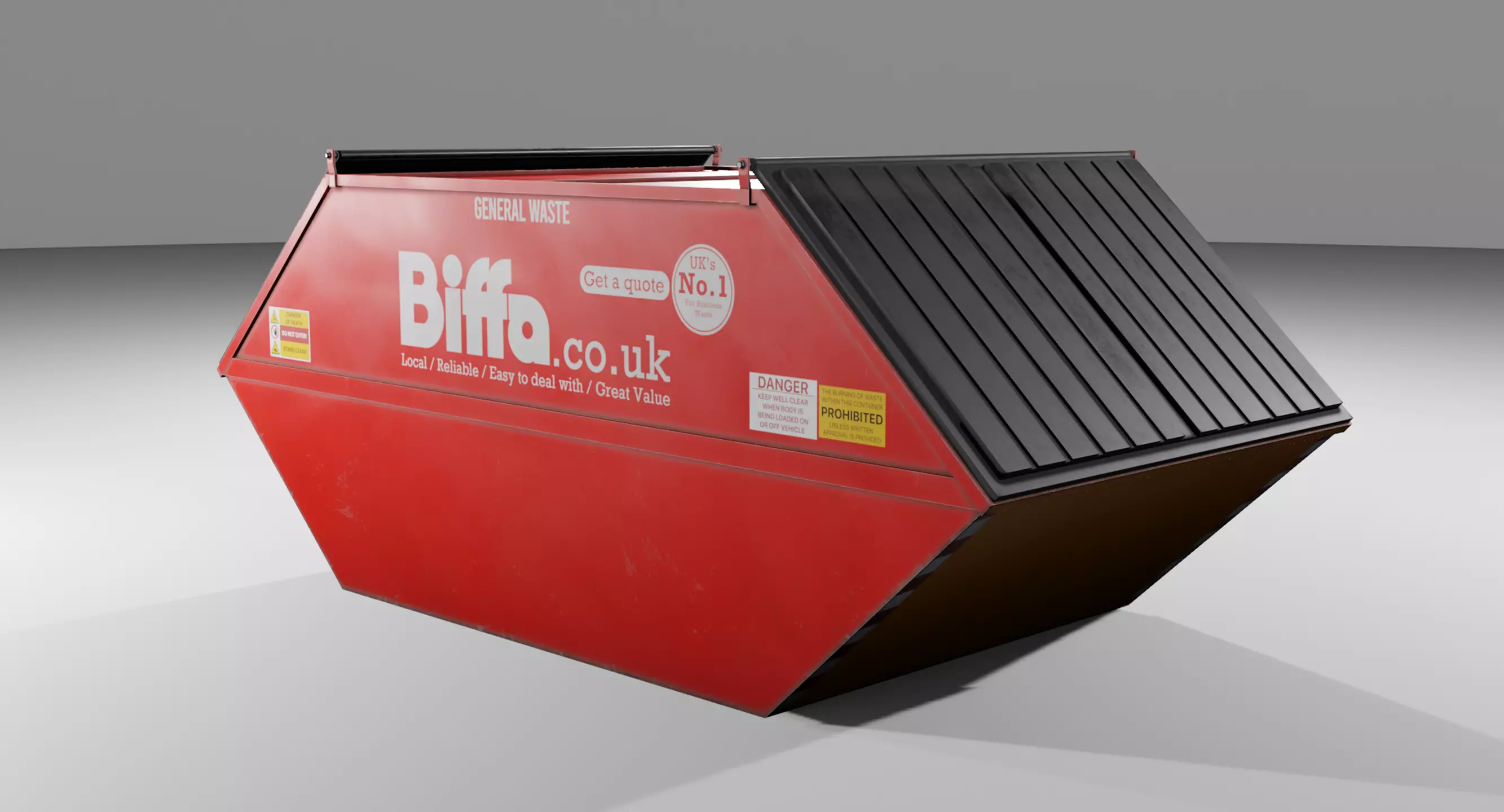 Low Poly Biffa General Waste Container Small Low-poly 3D model_2