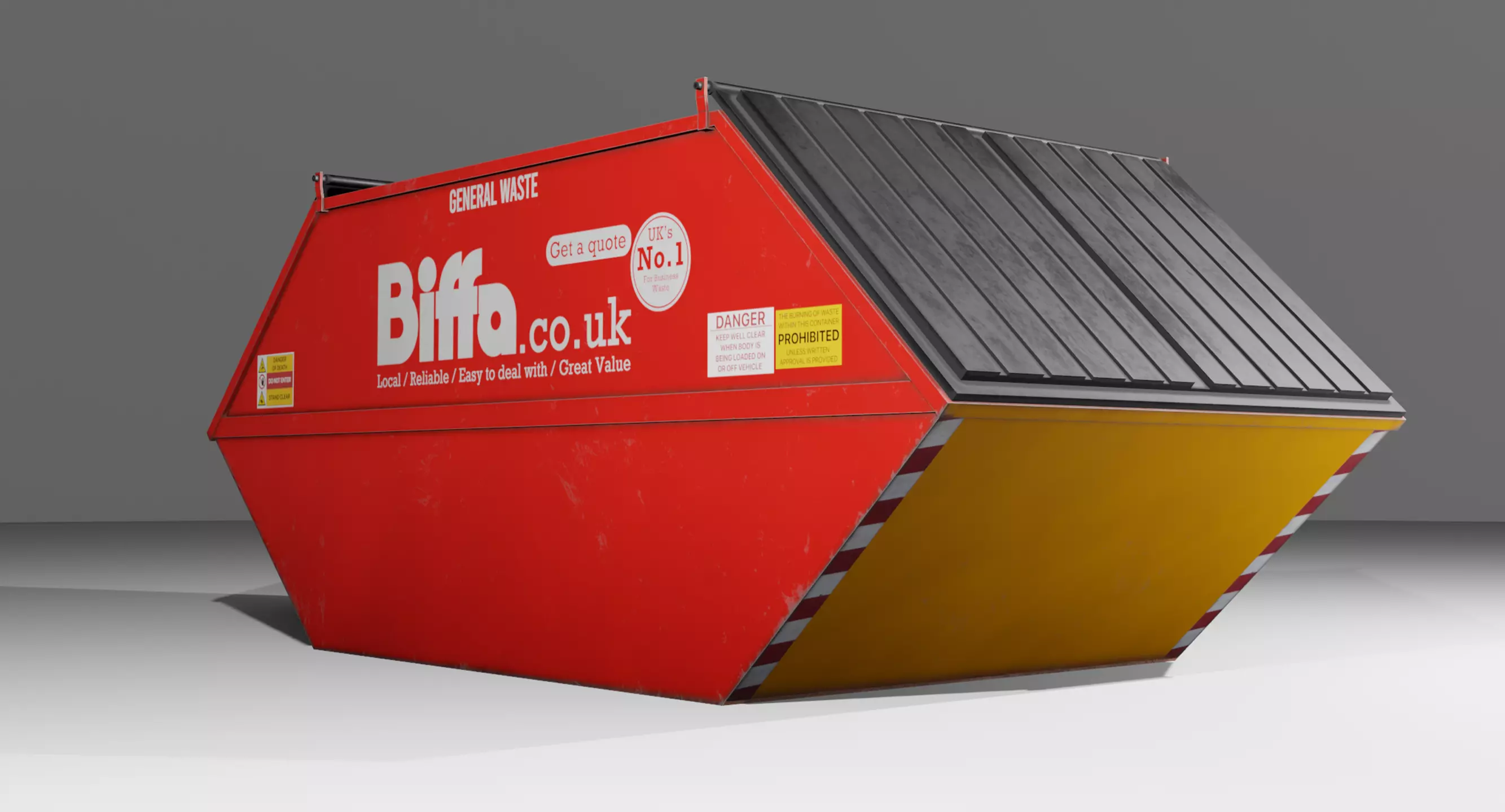 Low Poly Biffa General Waste Container Small Low-poly 3D model_3