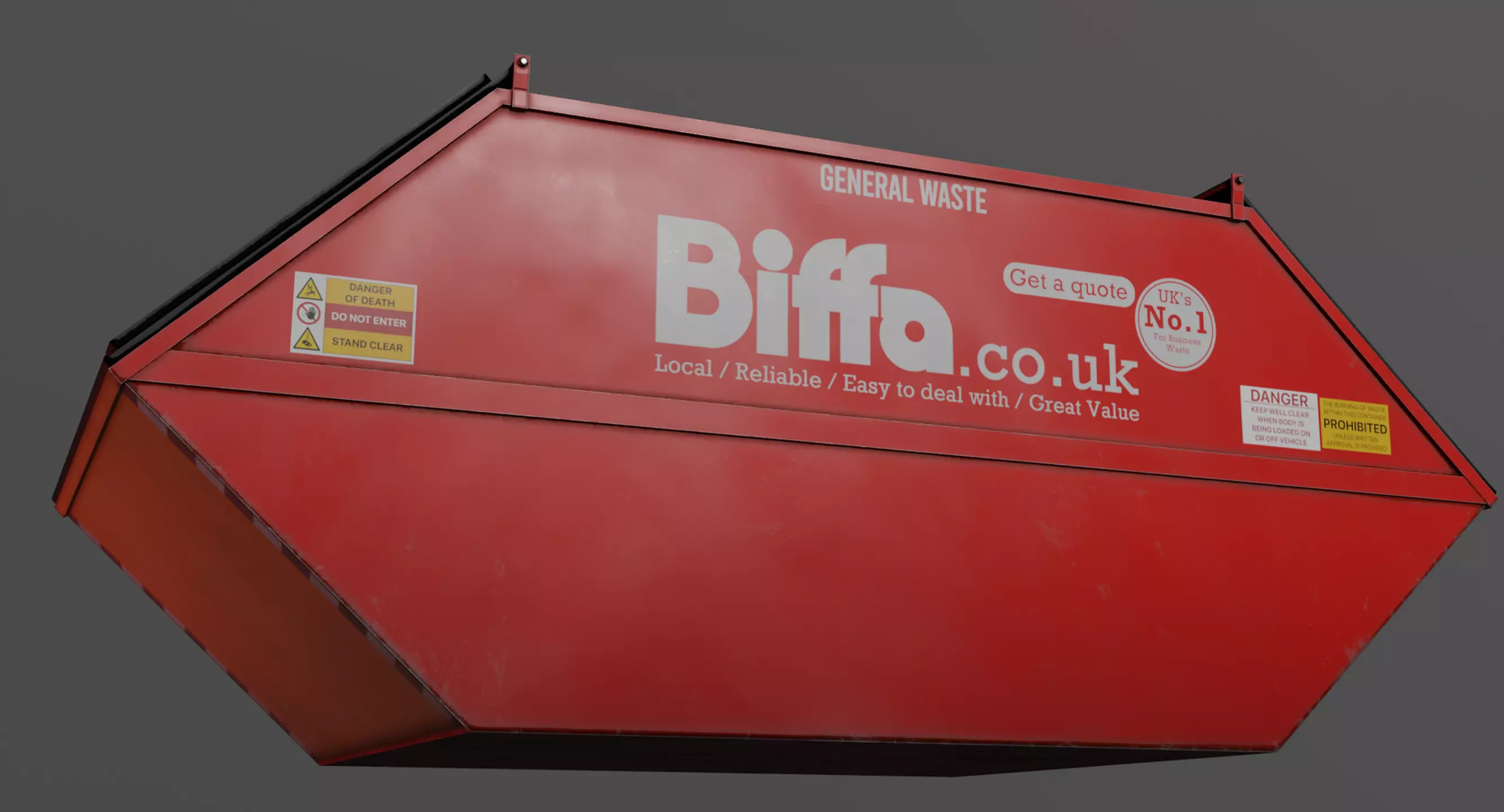 Low Poly Biffa General Waste Container Small Low-poly 3D model_5