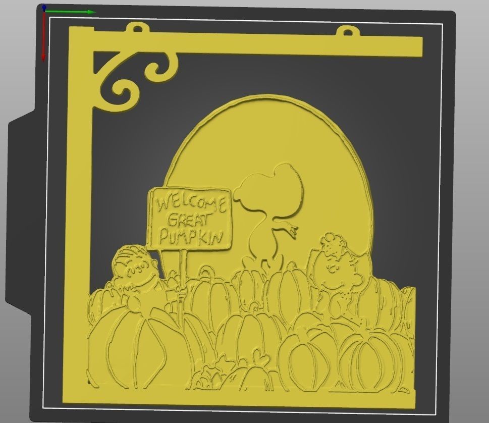 hanging deco with wall bracket Great-Pumpkin 3D print model_4