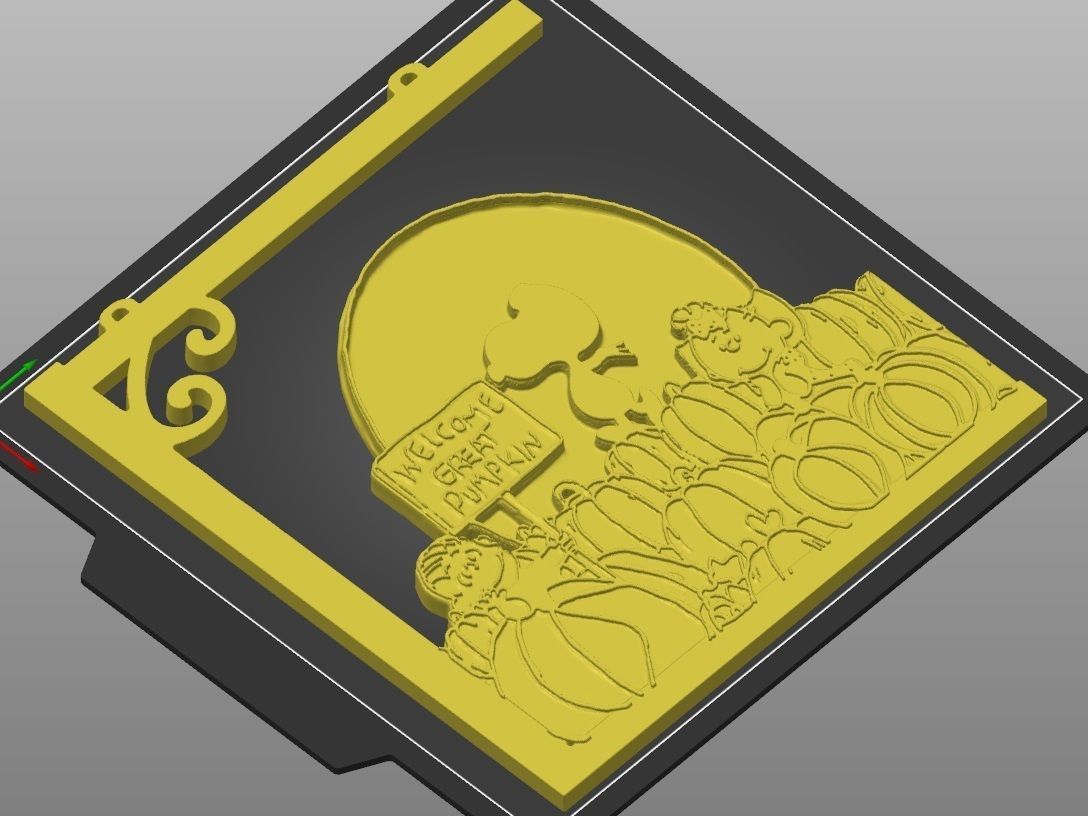 hanging deco with wall bracket Great-Pumpkin 3D print model_3