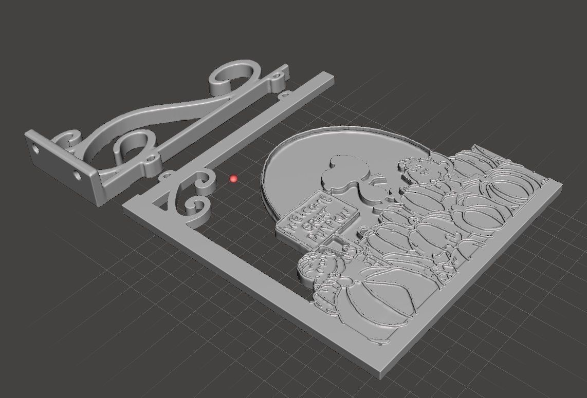 hanging deco with wall bracket Great-Pumpkin 3D print model_2