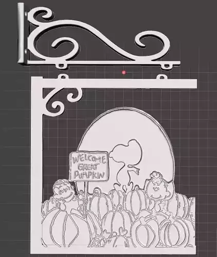 hanging deco with wall bracket Great-Pumpkin 3D print model