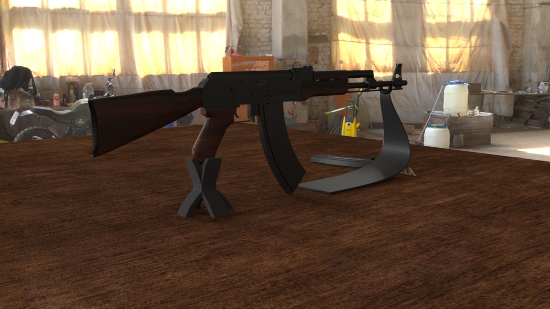 Russian AK-47 Assault Rifle Low-poly 3D model_3