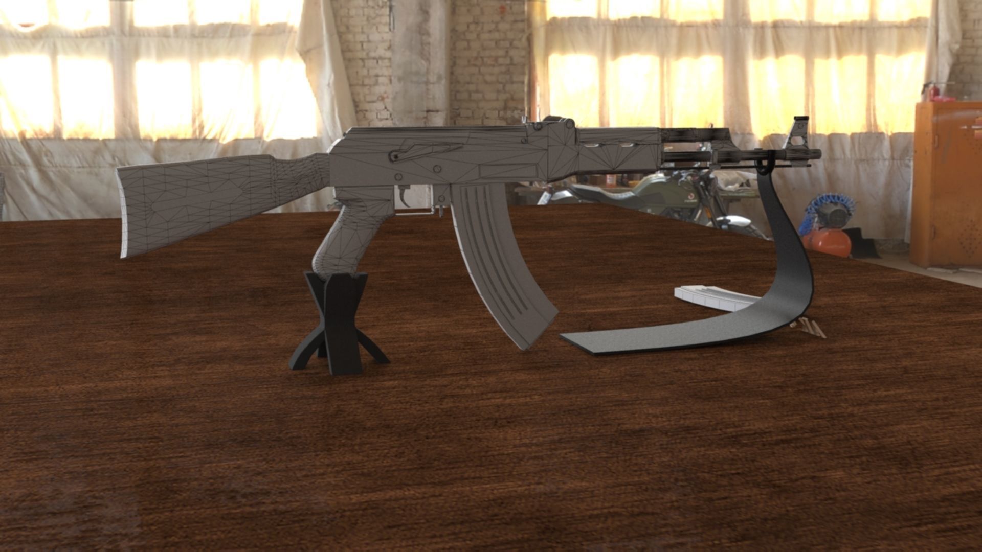 Russian AK-47 Assault Rifle Low-poly 3D model_26